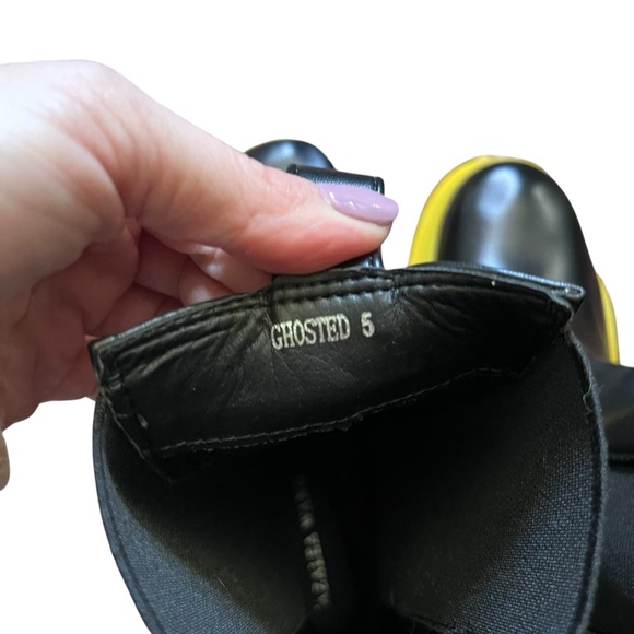 Azalea Wang | Chunky Platform Ghosted Chelsea Rain Boots Grunge Black Yellow 5 - Picture 10 of 11